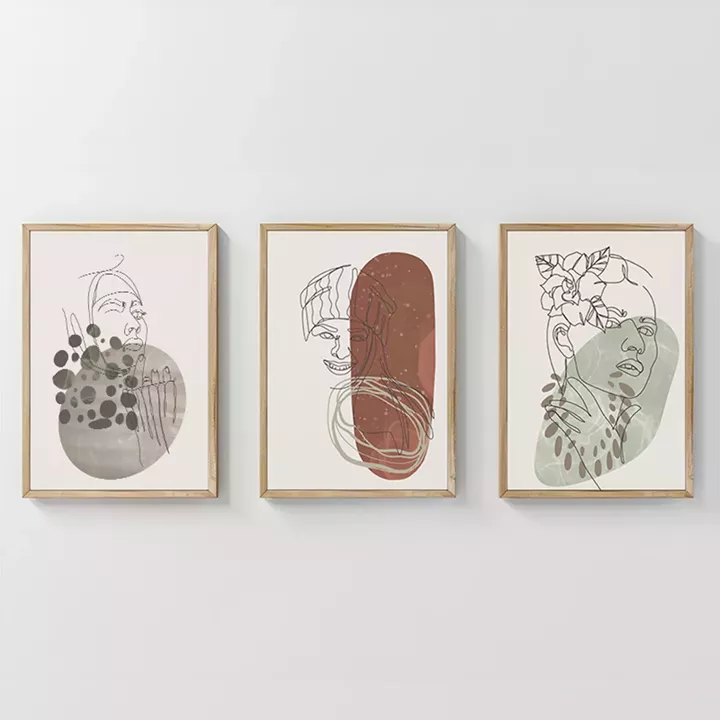 Wall art in frame Aelra pakoworld triptyque with digital print 33x1.5x48cm