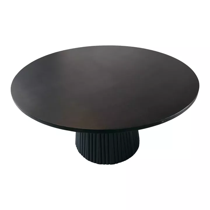 Τραπέζι σαλονιού Canicule I pakoworld μασίφ ξύλο ακακίας σε μαύρη απόχρωση Φ80x40εκ