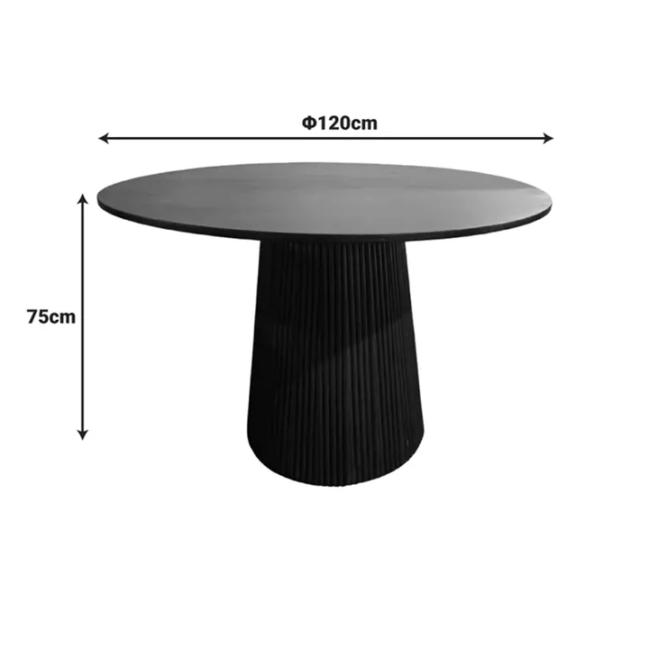 Canicule table pakoworld solid acacia wood in black shade D120x75cm