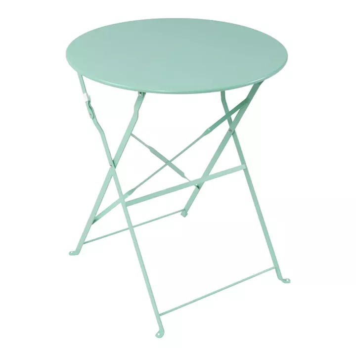 Bistro dining table pakoworld set of 3 pieces, metal, foldable, mint color, Φ60x71cm