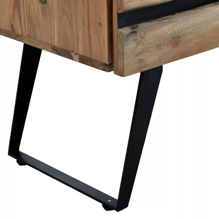 Imena Chest of drawers pakoworld solid Acacia wood in natural shade with black metal legs 80x38x86,5cm