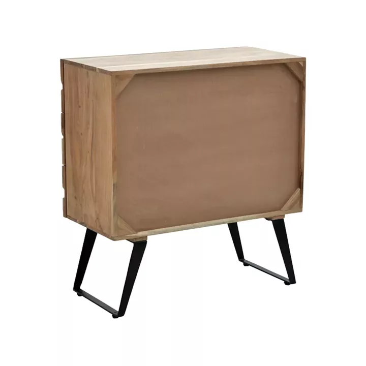 Imena Chest of drawers pakoworld solid Acacia wood in natural shade with black metal legs 80x38x86,5cm