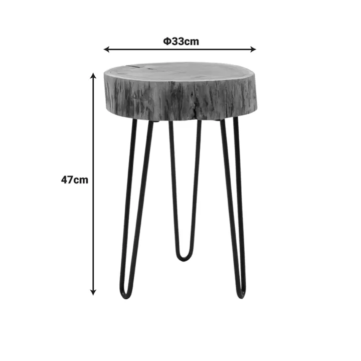 Tripp pakoworld side table, solid acacia wood in a natural shade with black metal legs 32x30x47cm