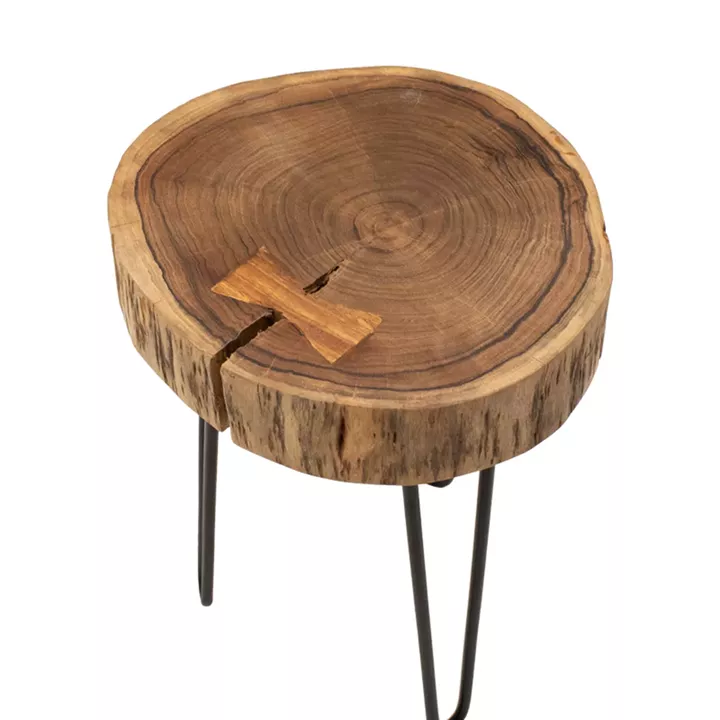 Tripp pakoworld side table, solid acacia wood in a natural shade with black metal legs 32x30x47cm