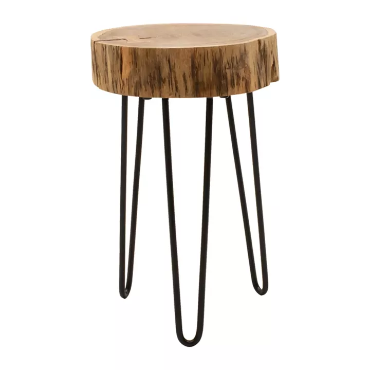 Tripp pakoworld side table, solid acacia wood in a natural shade with black metal legs 32x30x47cm