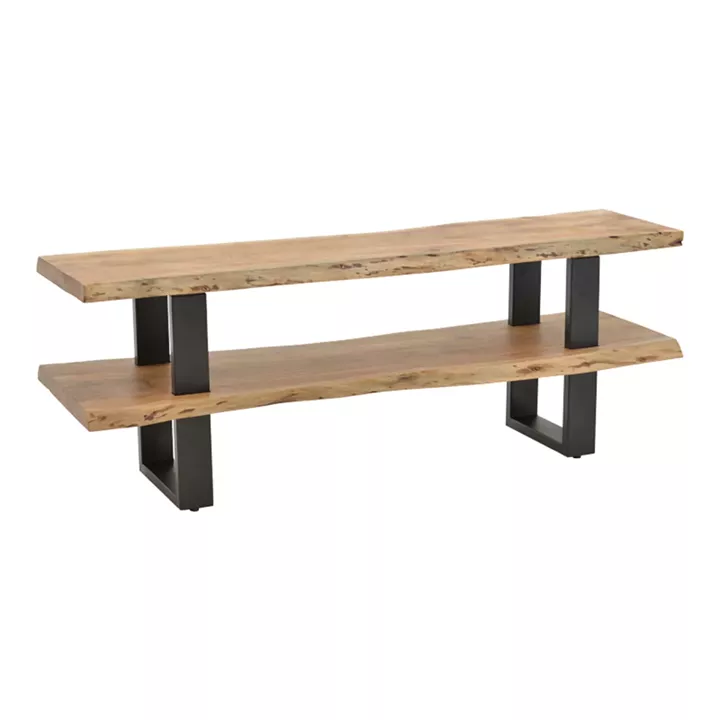 Fuji pakoworld TV cabinet, solid acacia wood in a natural shade with black metal legs 140x40x52cm