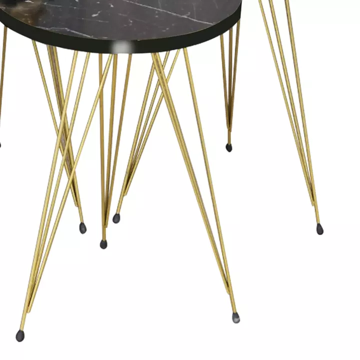 Side tables Wakmi pakoworld 3 pieces set black marble melamine-gold metal