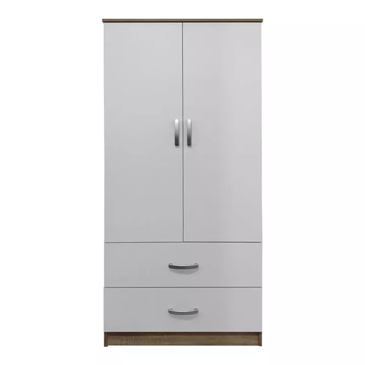 Ντουλάπα δίφυλλη με 2 συρτάρια Lego pakoworld σε sonoma-λευκή απόχρωση 80x42x180εκ