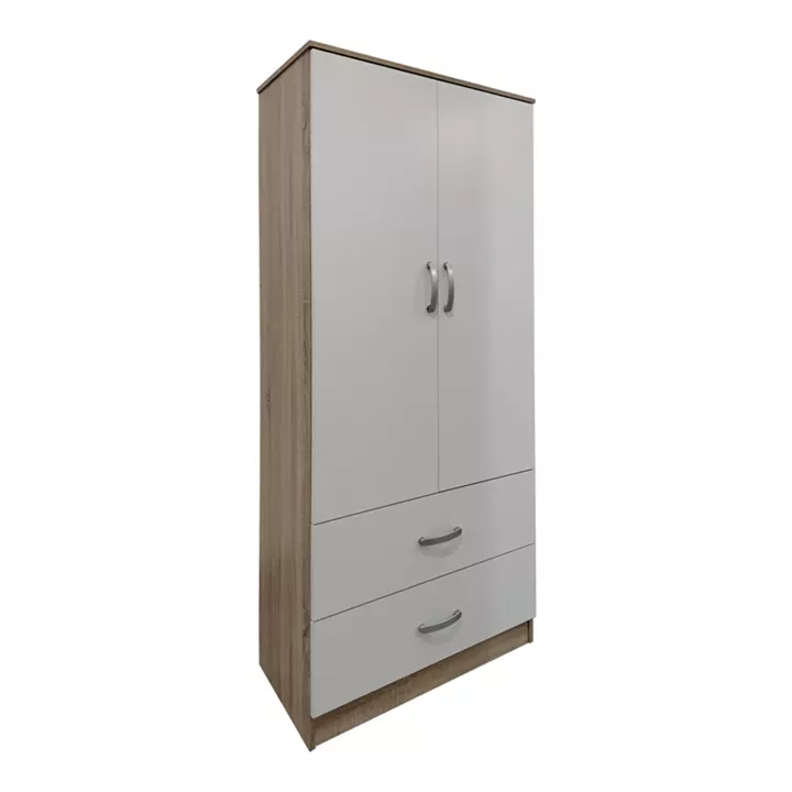 Ντουλάπα δίφυλλη με 2 συρτάρια Lego pakoworld σε sonoma-λευκή απόχρωση 80x42x180εκ