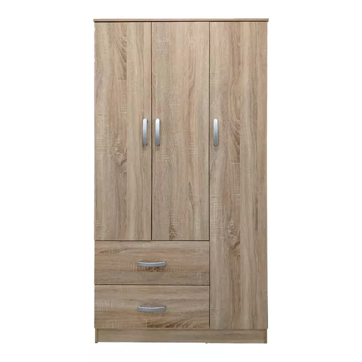 Ντουλάπα τρίφυλλη με 2 συρτάρια Lego pakoworld σε sonoma απόχρωση 90x42x180εκ