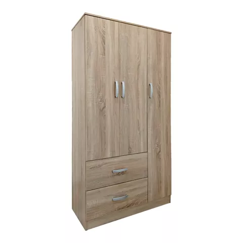 Three-door wardrobe with 2 drawers Lego pakoworld in sonoma color 90x42x180cm