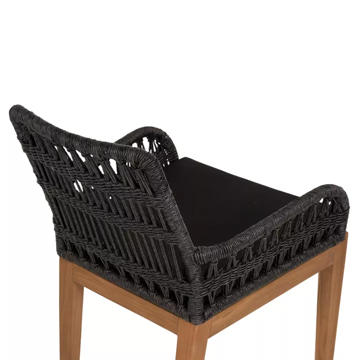 ARMCHAIR STARDOM HM9760.03 TEAK WOOD ΙΝ HONEY COLOR AND BLACK ROPE 57x65x83Hcm.