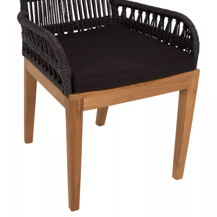 ARMCHAIR STARDOM HM9760.03 TEAK WOOD ΙΝ HONEY COLOR AND BLACK ROPE 57x65x83Hcm.