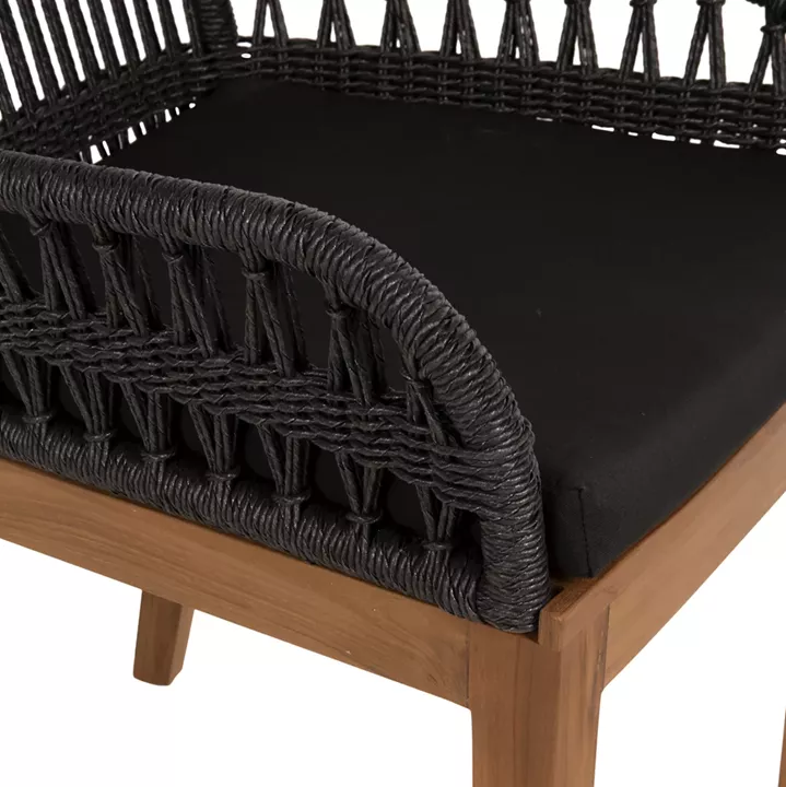 ARMCHAIR STARDOM HM9760.03 TEAK WOOD ΙΝ HONEY COLOR AND BLACK ROPE 57x65x83Hcm.