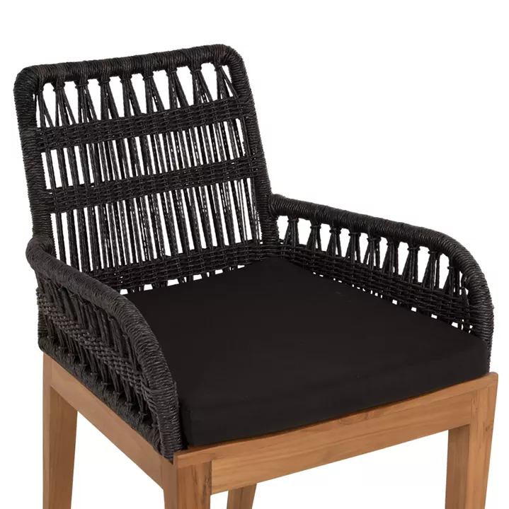 ARMCHAIR STARDOM HM9760.03 TEAK WOOD ΙΝ HONEY COLOR AND BLACK ROPE 57x65x83Hcm.