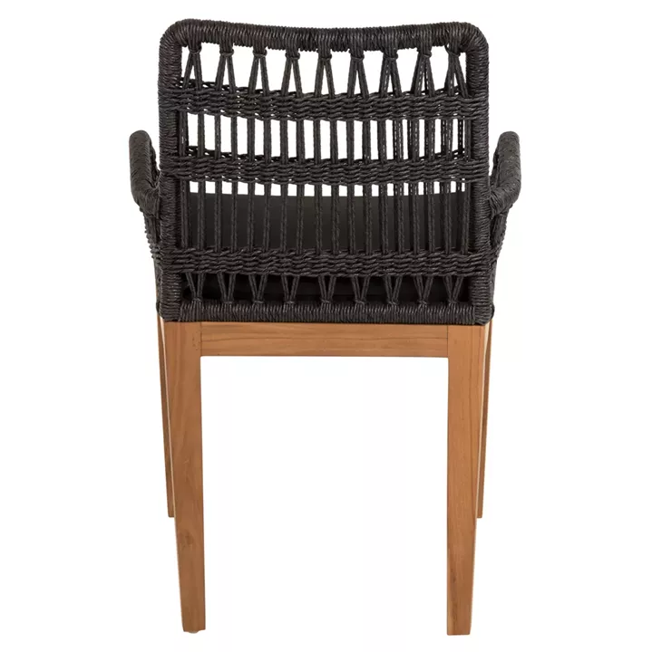 ARMCHAIR STARDOM HM9760.03 TEAK WOOD ΙΝ HONEY COLOR AND BLACK ROPE 57x65x83Hcm.