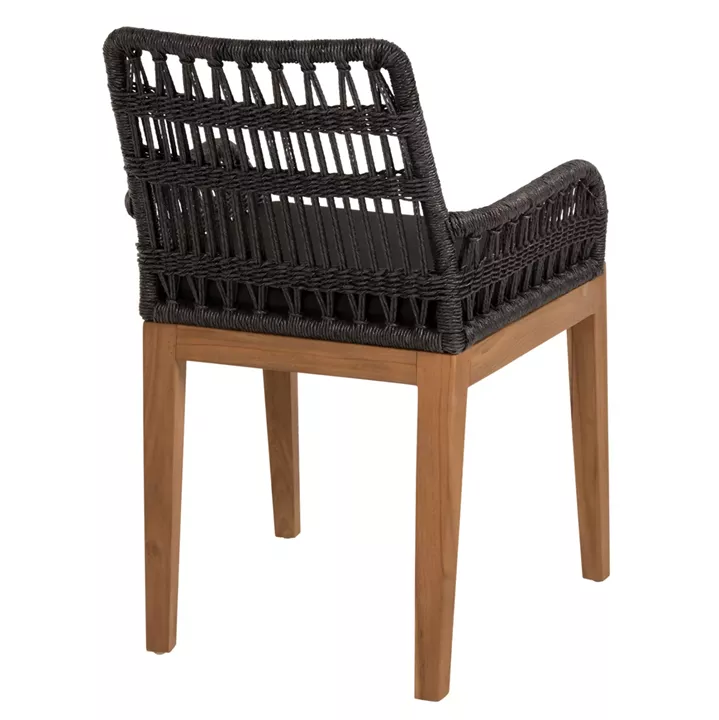 ARMCHAIR STARDOM HM9760.03 TEAK WOOD ΙΝ HONEY COLOR AND BLACK ROPE 57x65x83Hcm.
