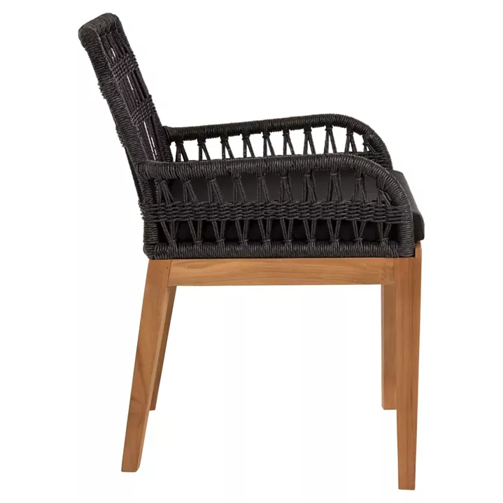 ARMCHAIR STARDOM HM9760.03 TEAK WOOD ΙΝ HONEY COLOR AND BLACK ROPE 57x65x83Hcm.