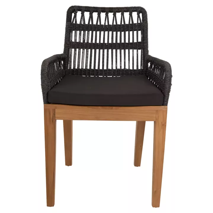 ARMCHAIR STARDOM HM9760.03 TEAK WOOD ΙΝ HONEY COLOR AND BLACK ROPE 57x65x83Hcm.