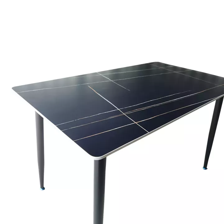 Pembe pakoworld table black marble sintered stone-black metal leg 120x70x75cm