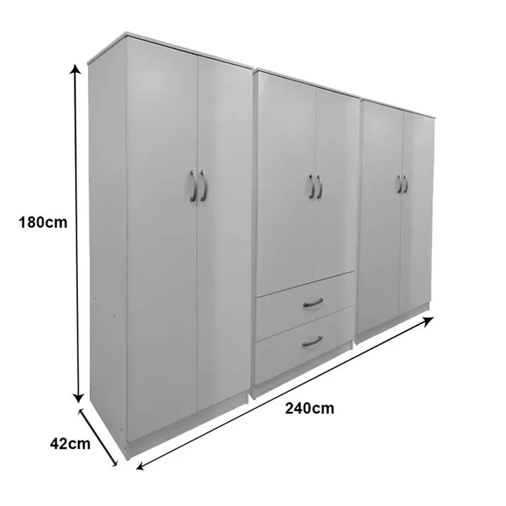 Lego I pakoworld six-door wardrobe white 240x42x180cm