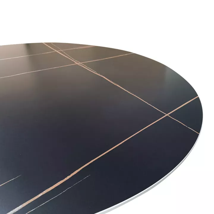 Orbital table pakoworld black marble sintered stone-black metal D120x76cm