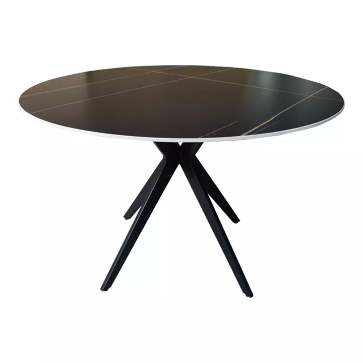 Orbital table pakoworld black marble sintered stone-black metal D120x76cm