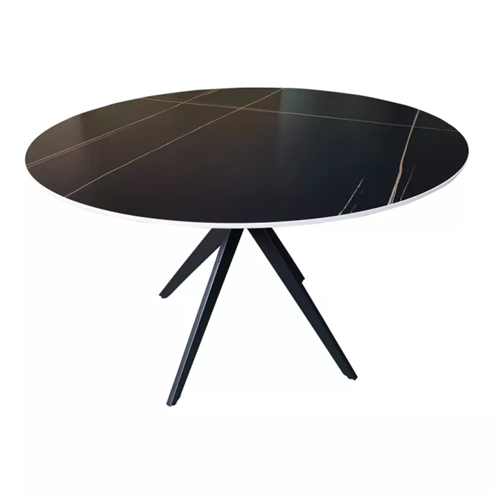 Orbital table pakoworld black marble sintered stone-black metal D120x76cm