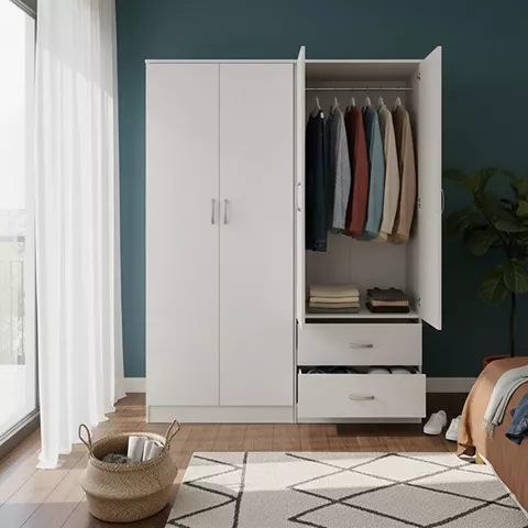 Four-leaf wardrobe Lego pakoworld white 160x42x180cm