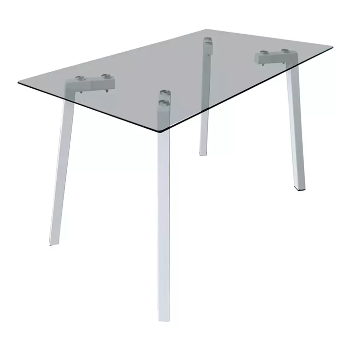 Titta table pakoworld glass top with white metal legs 120x70x75cm