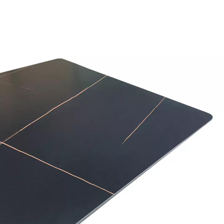 Mapele pakoworld table black marble finish with black metal legs 180x90x75cm