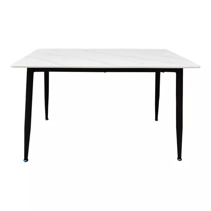 Τραπέζι Pembe pakoworld sintered stone λευκή όψη μαρμάρου με μαύρα μεταλλικά πόδια 120x70x75εκ