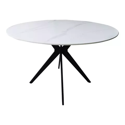 Orbital table pakoworld white marble sintered stone-black metal D120x76cm
