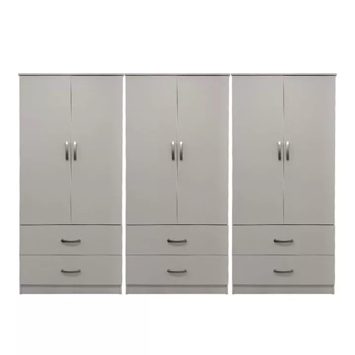 Ντουλάπα εξάφυλλη με συρτάρια Lego pakoworld λευκή 240x42x180εκ