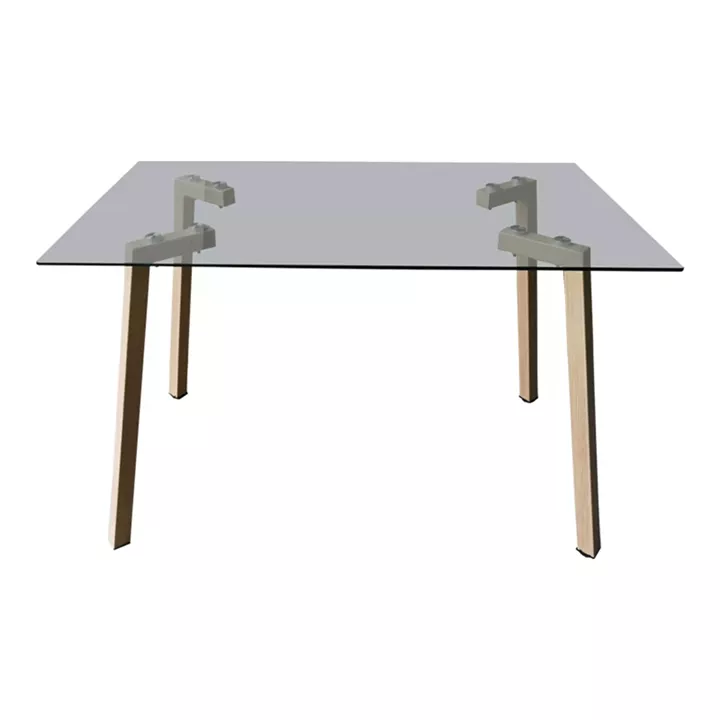 Τραπέζι Titta pakoworld γυάλινη επιφάνεια με μεταλλικά πόδια σε φυσική απόχρωση 120x70x75εκ