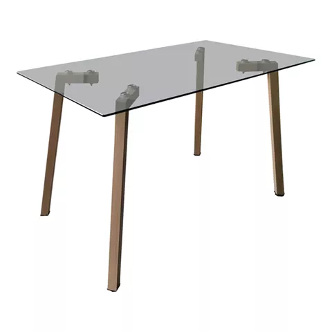 Titta table pakoworld glass top with metal legs in natural shade 120x70x75cm