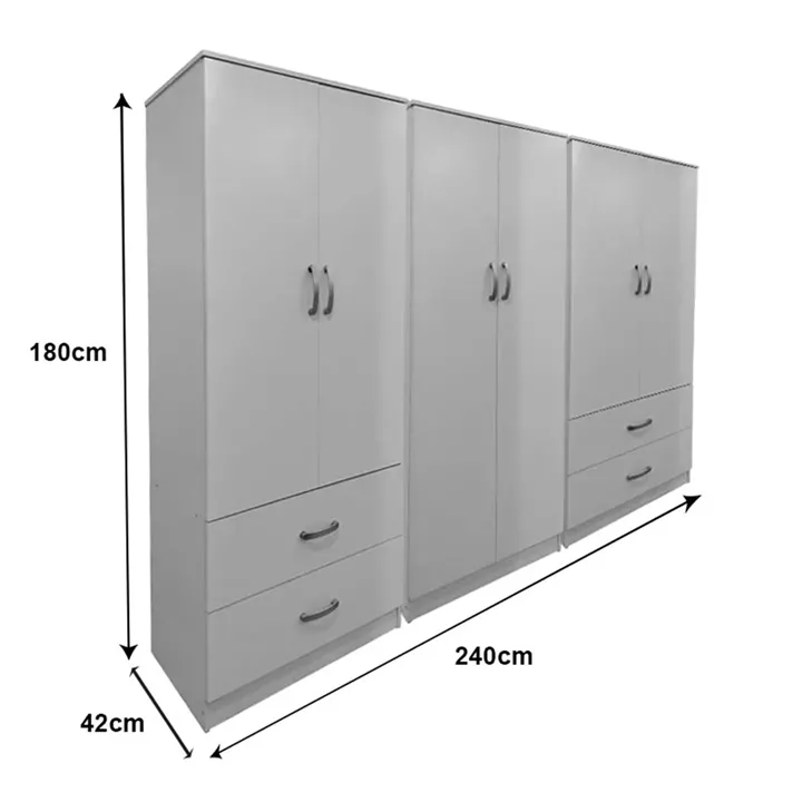 Lego pakoworld six-door wardrobe white 240x42x180cm