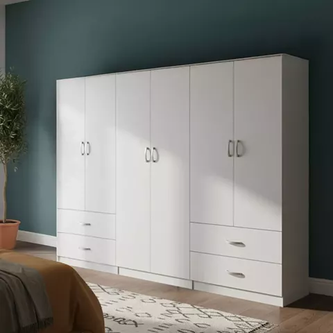 Ντουλάπα εξάφυλλη Lego pakoworld λευκή 240x42x180εκ