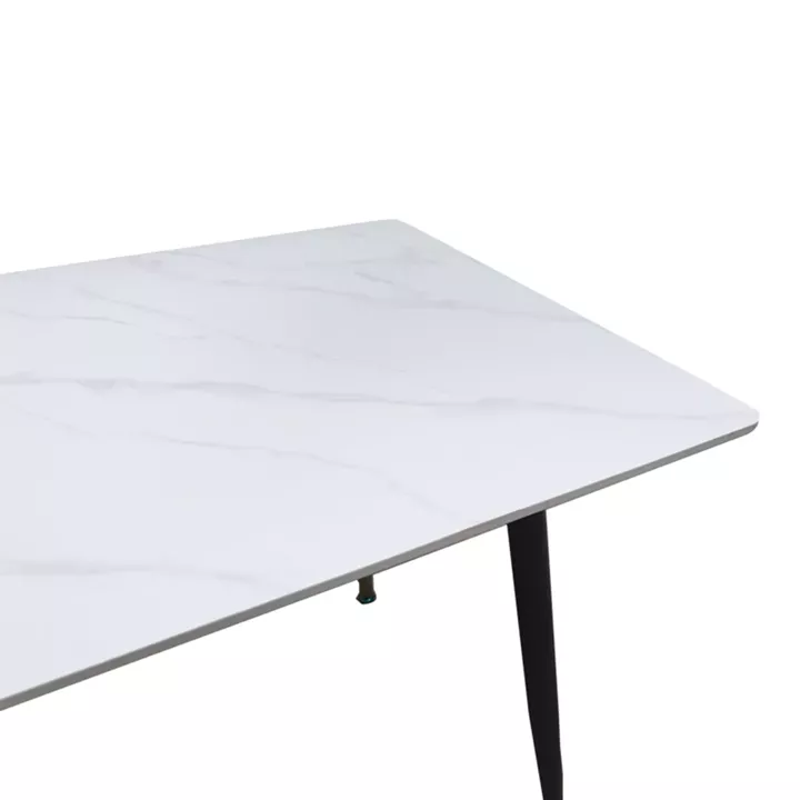 Pembe pakoworld table white marble sintered stone-black metal leg 140x80x75cm