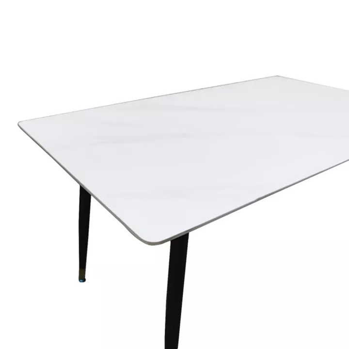 Pembe pakoworld table white marble sintered stone-black metal leg 140x80x75cm