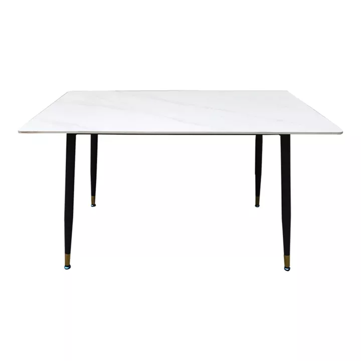 Pembe pakoworld table white marble sintered stone-black metal leg 140x80x75cm