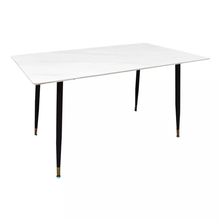 Pembe pakoworld table white marble sintered stone-black metal leg 140x80x75cm