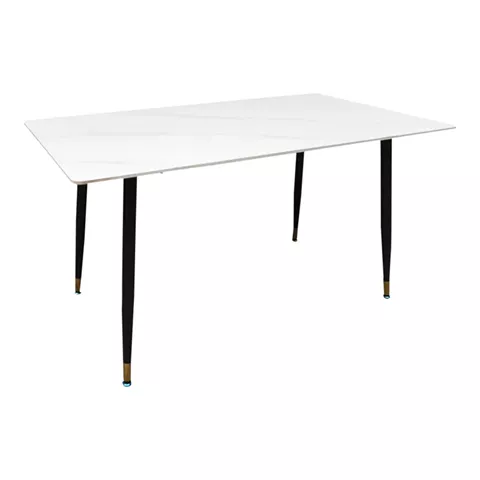 Pembe pakoworld table white marble sintered stone-black metal leg 140x80x75cm