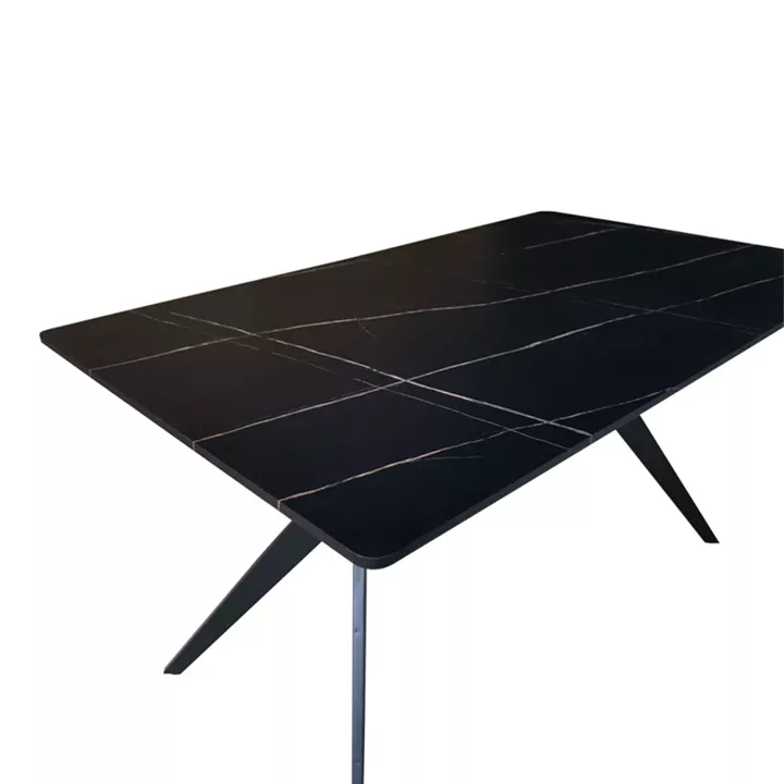 Τραπέζι Ezali pakoworld mdf μαύρη όψη μαρμάρου με μαύρα μεταλλικά πόδια 140x80x75εκ