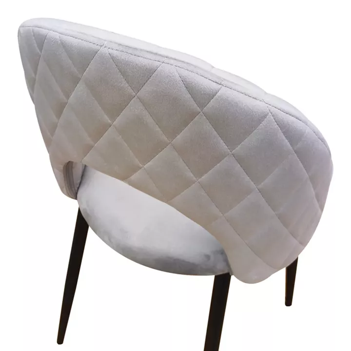 Lovingo pakoworld chair grey velvet with black metal legs, 50x47x85.5cm