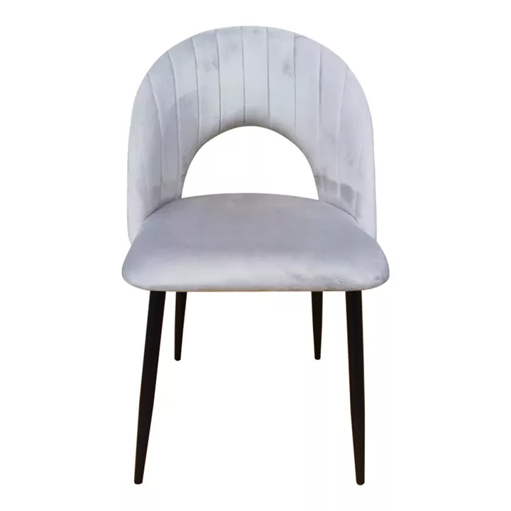 Lovingo pakoworld chair grey velvet with black metal legs, 50x47x85.5cm