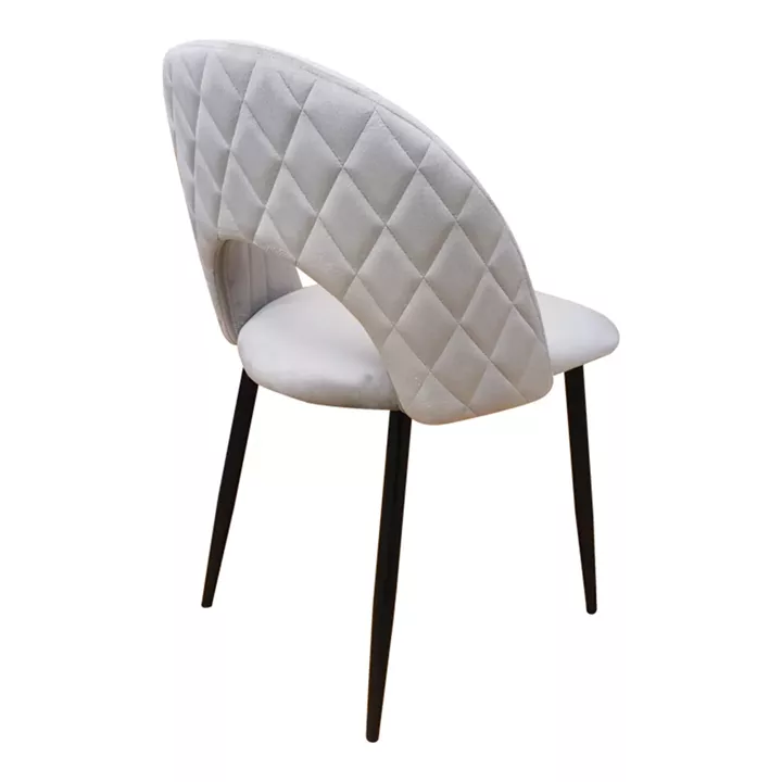 Lovingo pakoworld chair grey velvet with black metal legs, 50x47x85.5cm