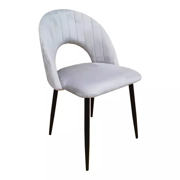 Lovingo pakoworld chair grey velvet with black metal legs, 50x47x85.5cm