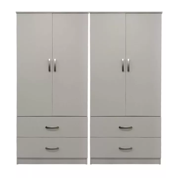 Ντουλάπα τετράφυλλη με συρτάρια Lego pakoworld λευκή 160x42x180εκ