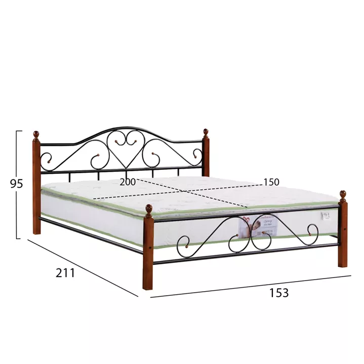 ΚΡΕΒΑΤΙ ΔΙΠΛΟ & ΣΤΡΩΜΑ CANDY HM21327 ΜΕΤΑΛΛΟ & ΞΥΛΟ ΣΕ DIRTY OAK--ΣΤΡΩΜΑ 150x200εκ